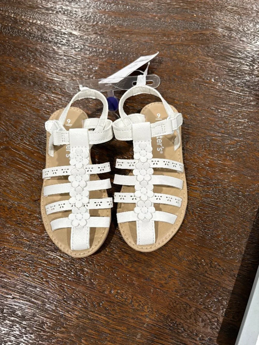 Carter's Girl's Akito White Flower Strappy Summer Sandals sz 9 NEW